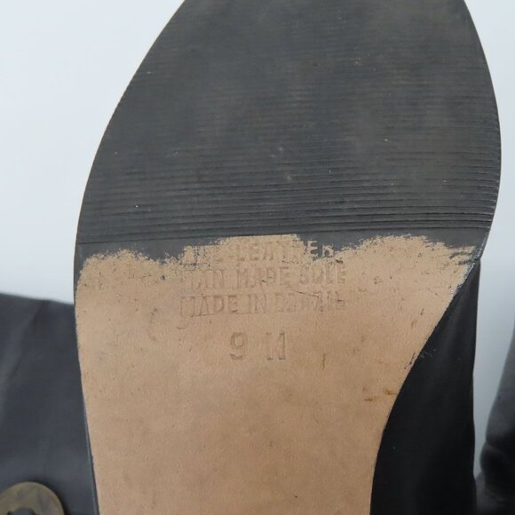 Womens 9 M Solid Black Leather 5 Point Star Concho Cowboy Western Boots Brazil - Picture 13 of 16